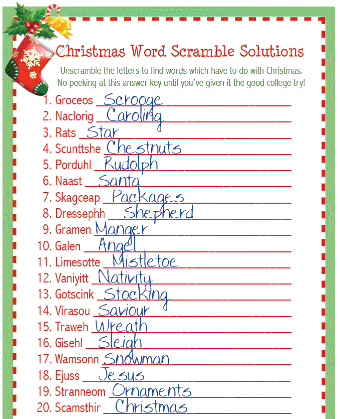 Christmas-word-scramble-solutions